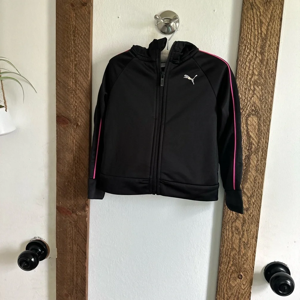 Puma 3T Toddler Girl Black Pink Silky Track Hooded Zip Jacket
Euc - Picture 4 of 8